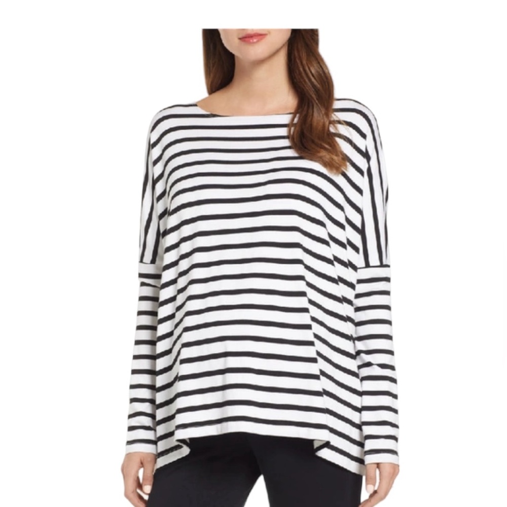 HATCH LONG SLEEVE TEE IN BLACK/ WHITE STRIPE S